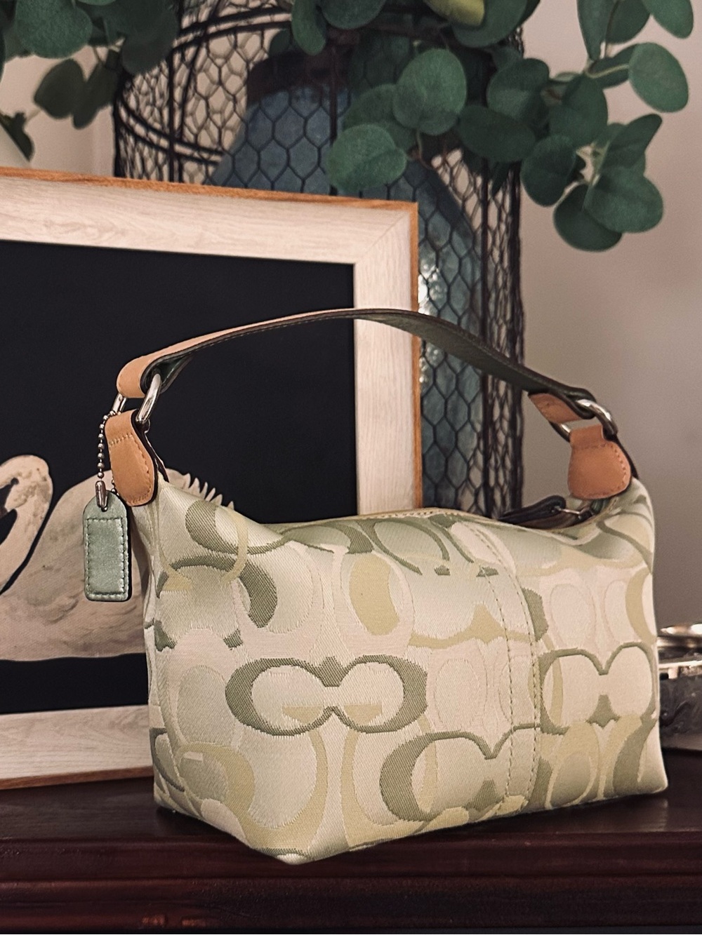 Rare Y2K Coach Optic Signature C Mini Bag / Pouch (6561) | Pistachio - Picture 7 of 16